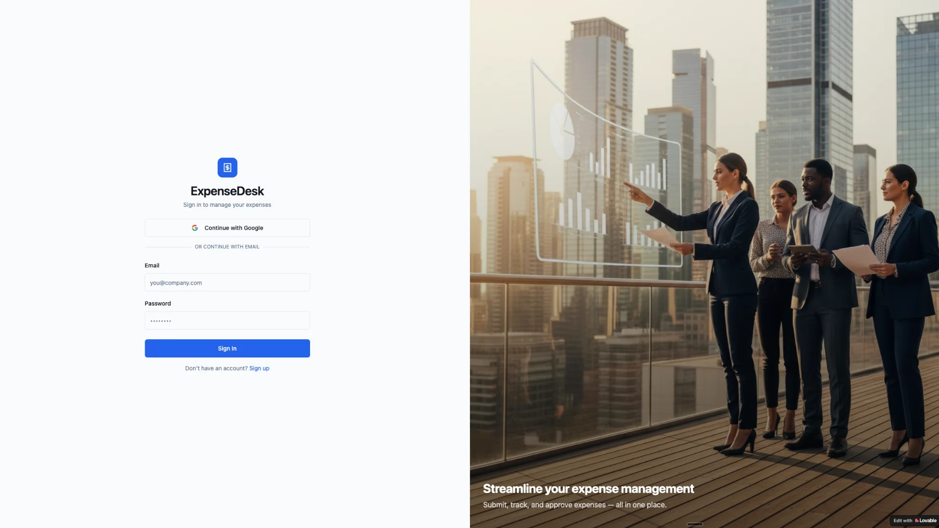 Loading preview of ExpenseDesk