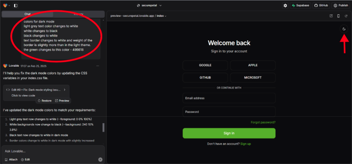 dark and light modes